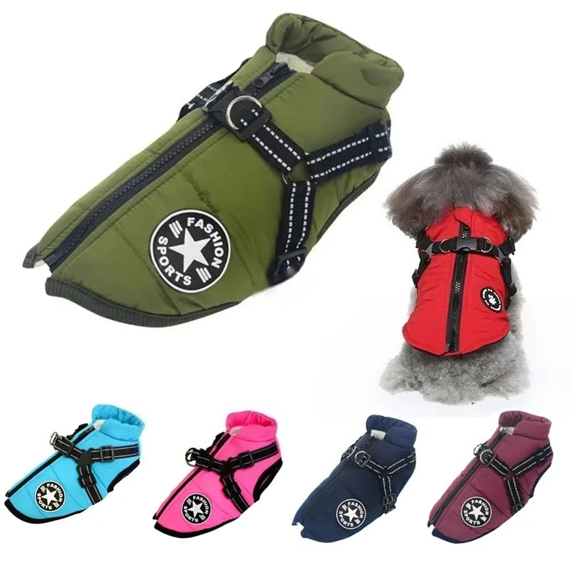 Winter Waterproof Dog Jacket Harness
