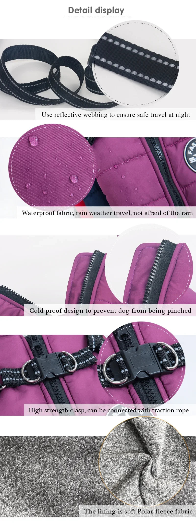 Winter Waterproof Dog Jacket Harness
