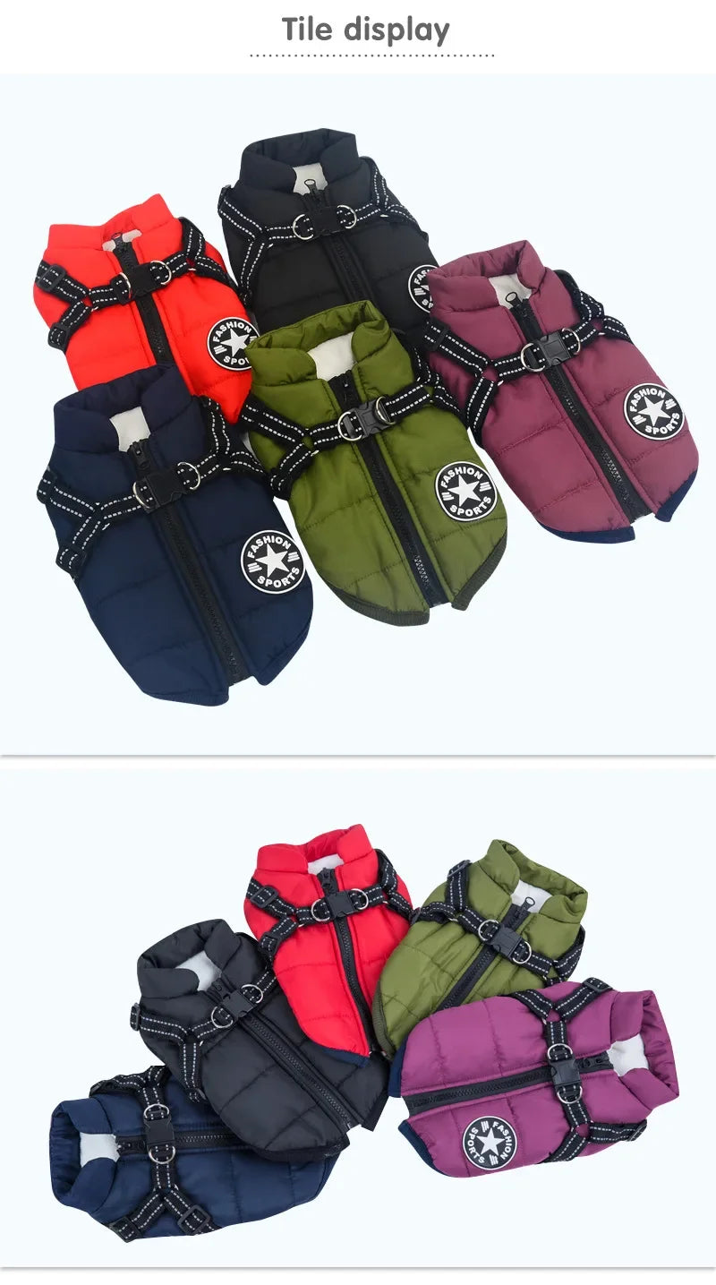 Winter Waterproof Dog Jacket Harness